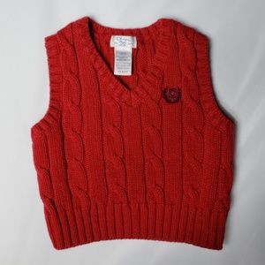 Chaps Red Cable Knit V-neck Vest 3 months